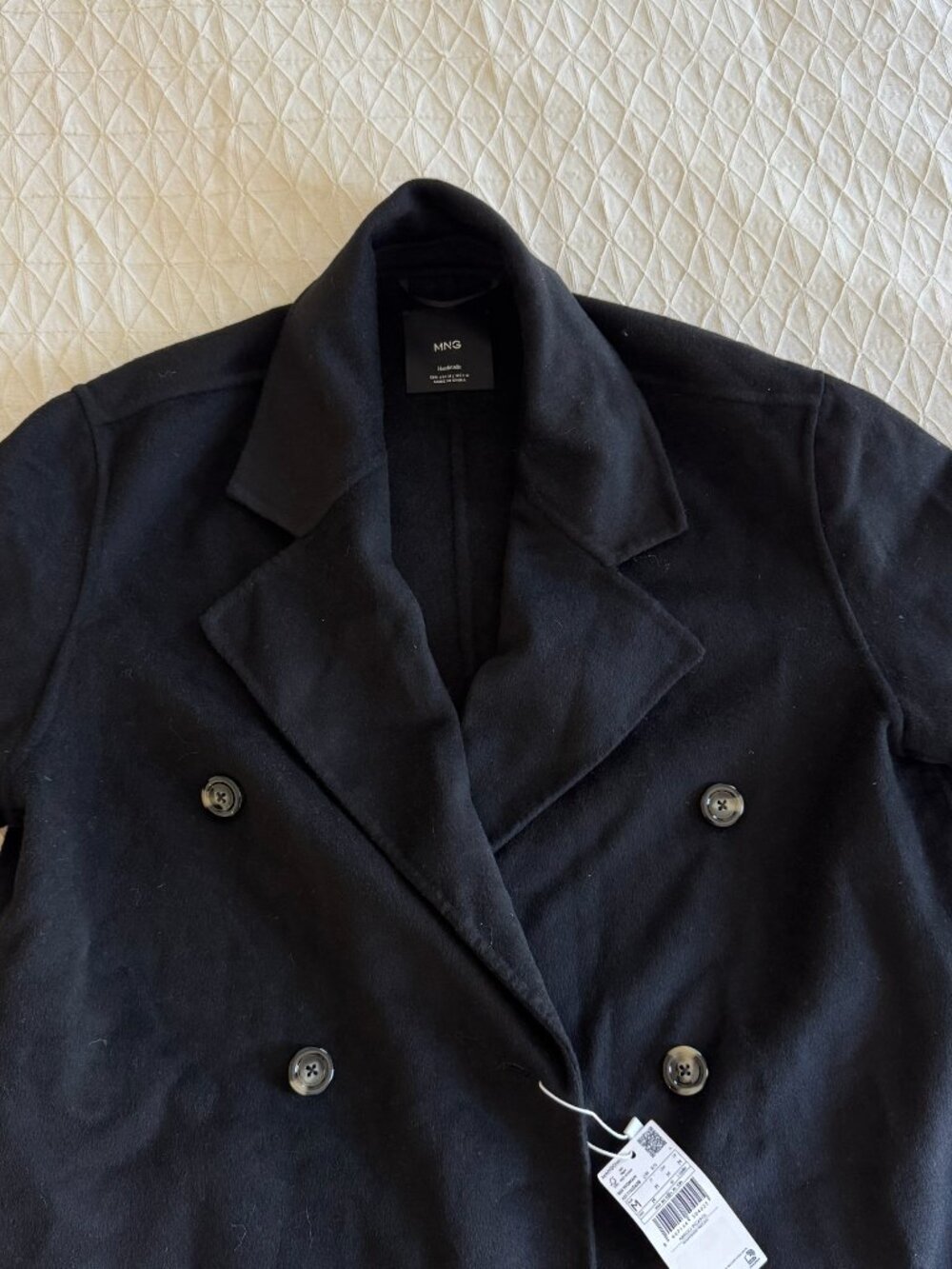 Mango Handmade Oversized Wool Coat - Black NWT M - Picture 3 of 5
